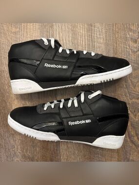 Reebok Black White Mid-Top Sneakers Shoes